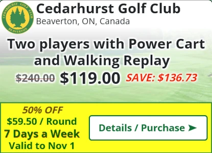 Cedarhurst Golf Club Deal - Two players with Power Cart and Walking Replay for $119 +tax SAVE~$136.73(50%)