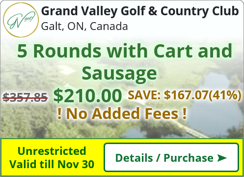 Grand Valley Golf & Country Club $210 for 5 Rounds with Cart and Sausage